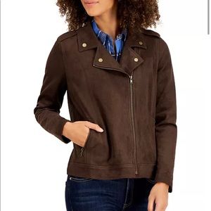 Brown Faux Suede Moto Jacket - new with tags!